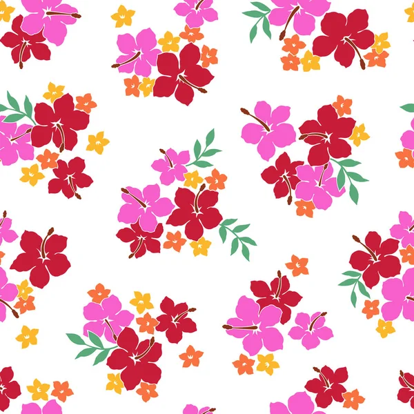 Ένα Μοτίβο Λουλουδιών Εικονογράφηση Του Ιβίσκου — Διανυσματικό Αρχείο
