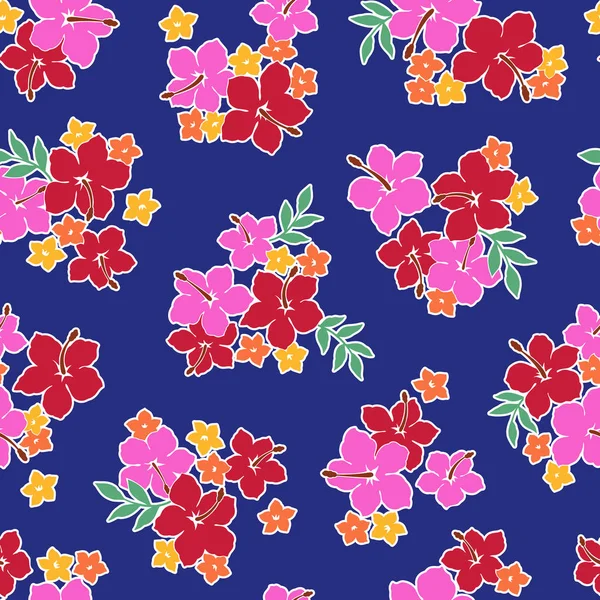 Een Bloem Patroon Illustratie Van Hibiscus — Stockvector