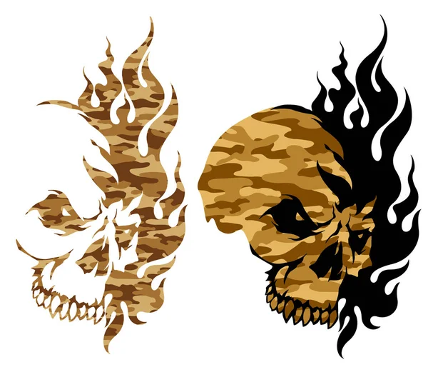 头骨和火焰的插图 — 图库矢量图片