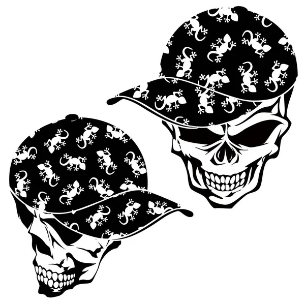 Ilustración Del Cráneo Cubierta Con Una Tapa — Vector de stock