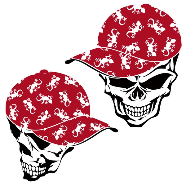 Skull Illustration Covered Cap — Stock Vector