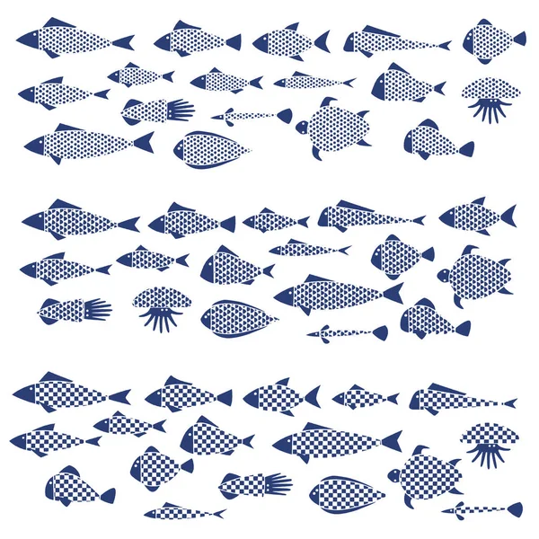 Illustration Des Fisches Eines Hübschen Grafischen Designs Ich Drückte Einen — Stockvektor