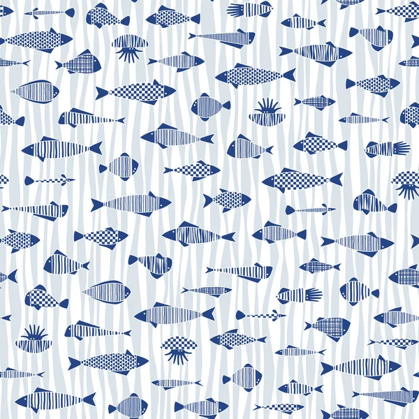 Muster Des Fisches Eines Hübschen Grafischen Designs Ich Drückte Einen — Stockvektor