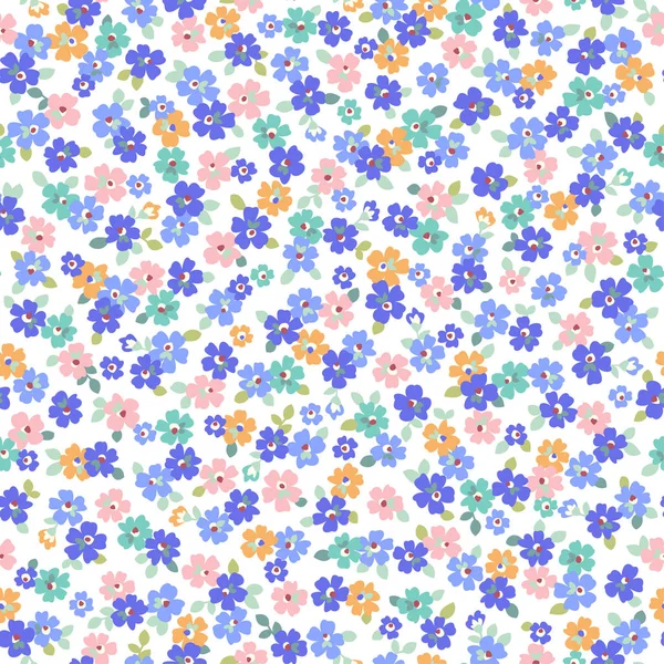 Απρόσκοπτη Μοτίβο Των Όμορφων Μικρά Λουλούδια Και Φυτά — Διανυσματικό Αρχείο