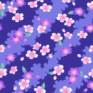 Japon tarzı ile güzel kiraz çiçeği dikişsiz desen