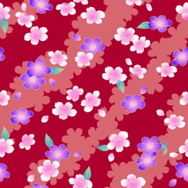 Japon tarzı ile güzel kiraz çiçeği dikişsiz desen