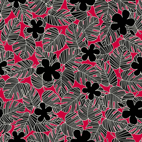 Seamless Pattern Beautiful Tropical Plant Flower — Stock Vector
