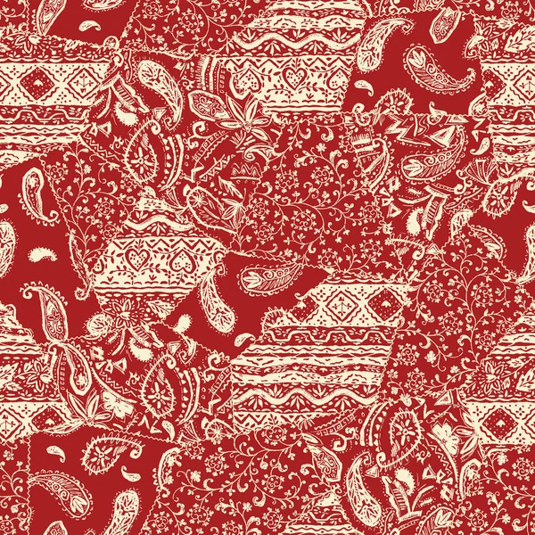 Krásný Chintz Design Patchwork Vzor Materiálu — Stockový vektor