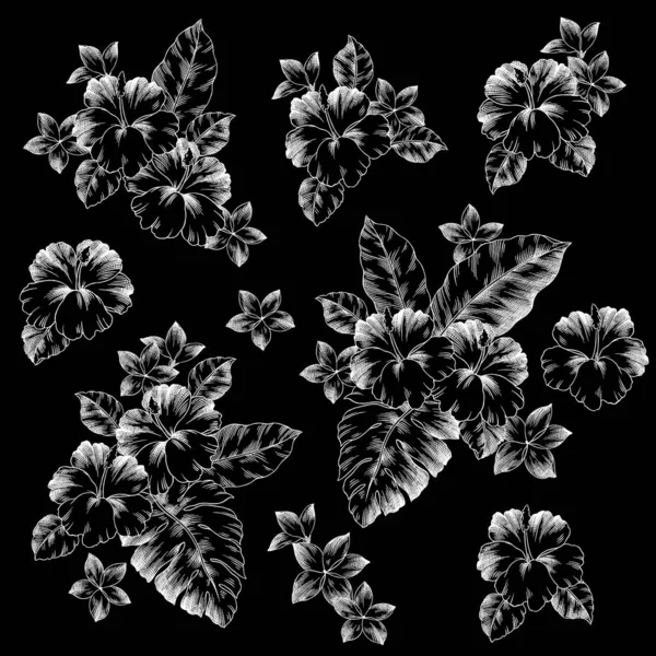 Gyönyörű Hibiszkusz Virág Anyag Vektor Illusztráció Rajzoltam Hibiszkusz Tervezéséhez — Stock Vector