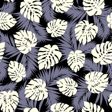 Güzel tropikal bitki kusursuz desen çizimi,