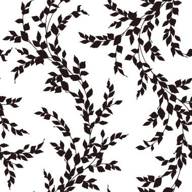 Basit bir yaprağın kusursuz deseni, bir siluette bir yaprak çizdim, bu tasarımlar pürüzsüz bir şekilde devam ediyor.