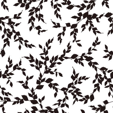 Basit bir yaprağın kusursuz deseni, bir siluette bir yaprak çizdim, bu tasarımlar pürüzsüz bir şekilde devam ediyor.