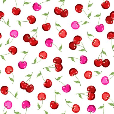 Güzel bir kirazın kusursuz vektör deseni, bir kirazı kusursuz bir desen yaptım.,