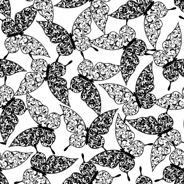 蝶の形の装飾でシームレスにパターン 私は蝶の形の装飾をした — ストックベクタ