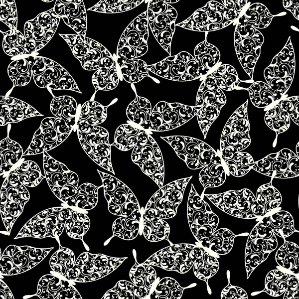 Muster Nahtlos Einer Verzierung Der Form Des Schmetterlings Machte Ich — Stockvektor