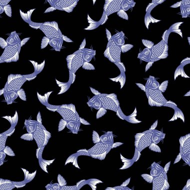 Japon stili sazan balığının kusursuz deseni.,