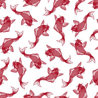 Japon stili sazan balığının kusursuz deseni.,