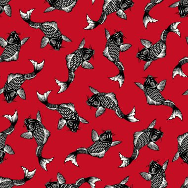 Japon stili sazan balığının kusursuz deseni.,