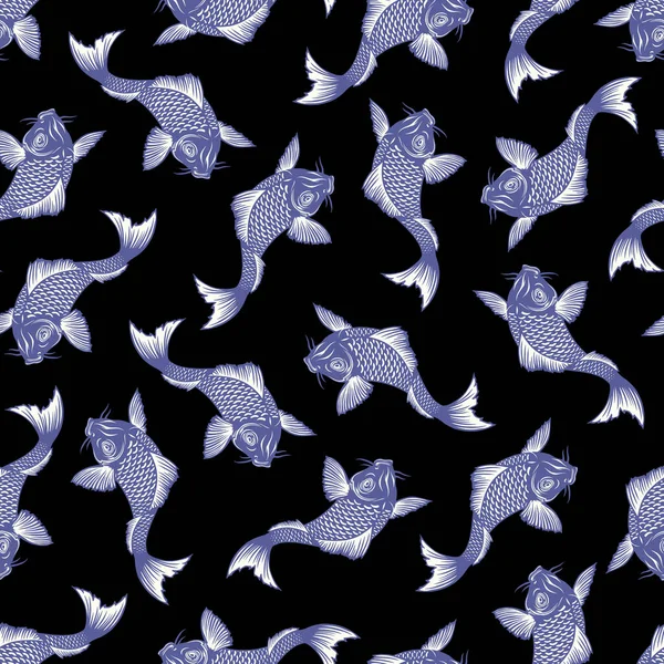 和様の唐草文のシームレスな模様和様の鯉のイラスト — ストックベクタ