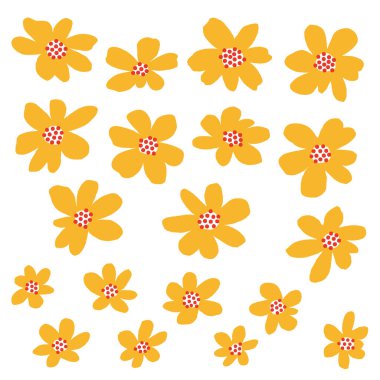 Çiçeğin basit ve soyut vektör materyallerinin toplanması,