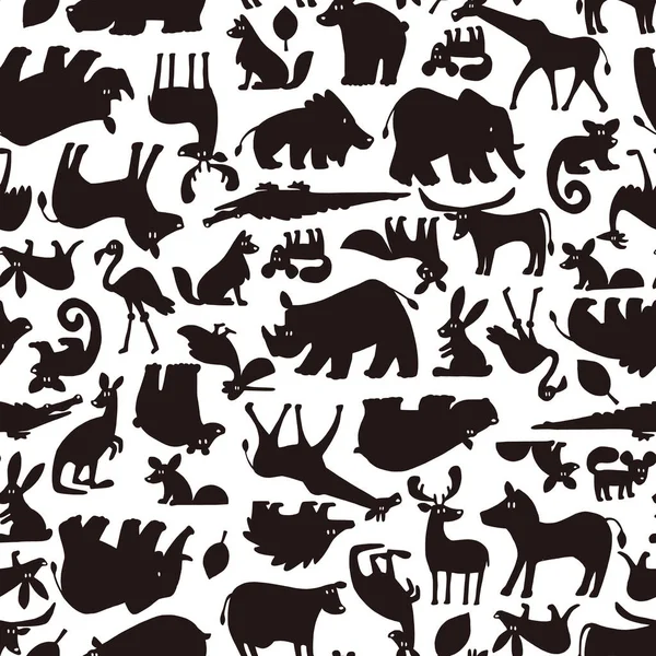 Animal Pattern Seamless Simple Silhouette Vector Material — Stock Vector