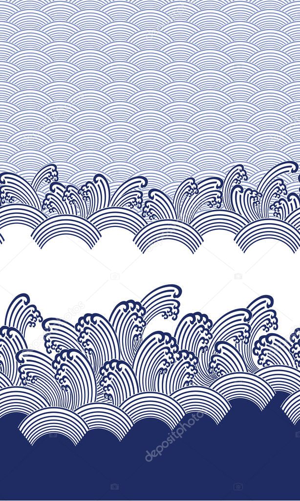 Ornament design of the wave Japanese style in seamlessness,It is Japanese classic pattern,