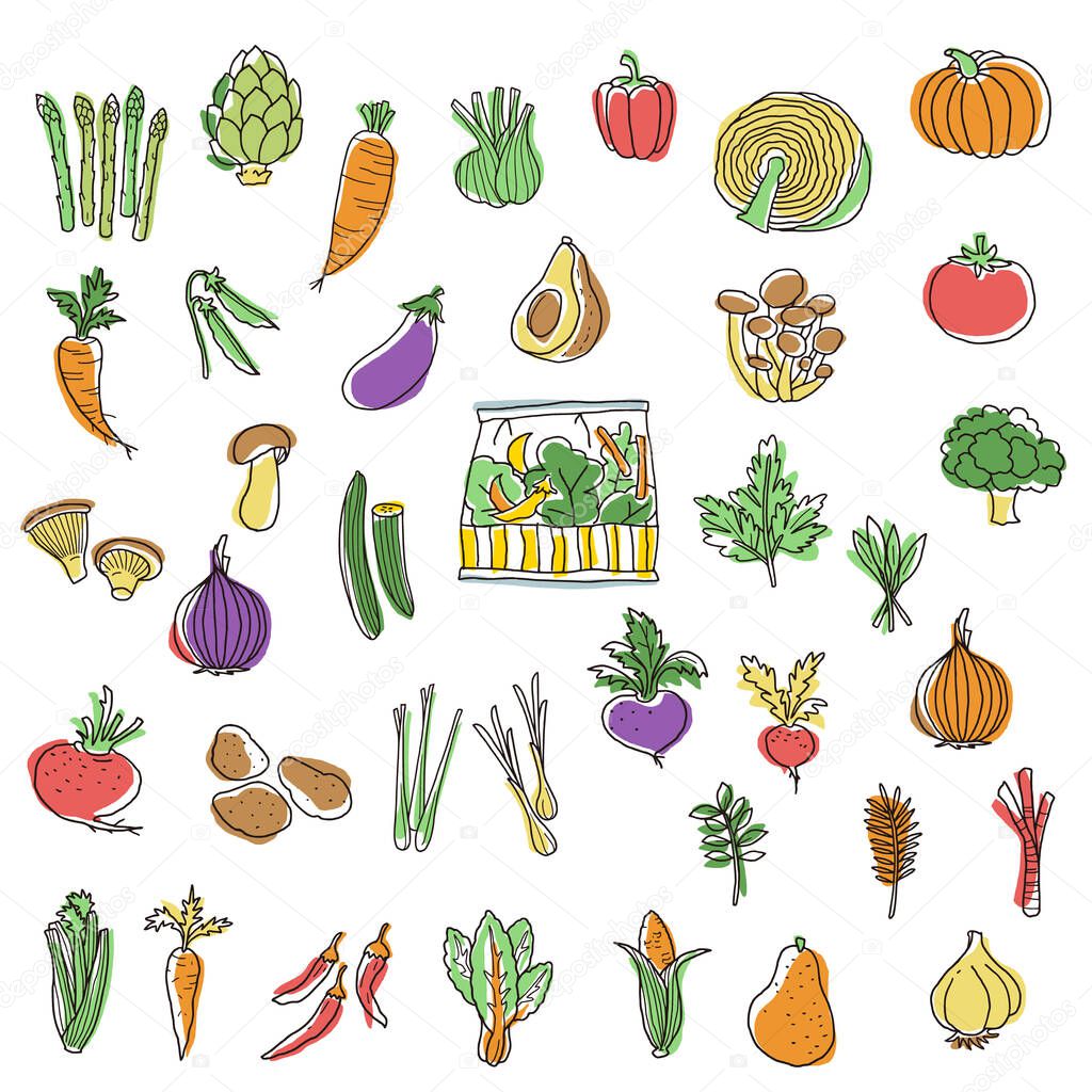 Collection of illustrations of interesting vegetables,I expressed vegetables interestingly,