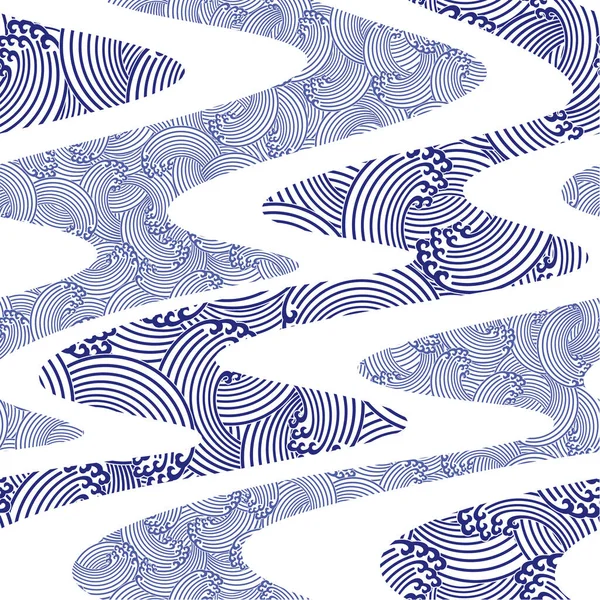 Ornamentdesign Des Wellenförmigen Japanischen Stils Nahtlosigkeit — Stockvektor