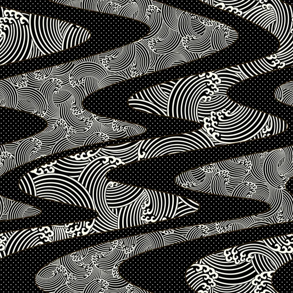 Ornamentdesign Des Wellenförmigen Japanischen Stils Nahtlosigkeit — Stockvektor