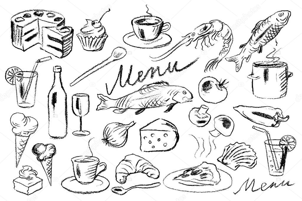 Hand drawn menu doodles
