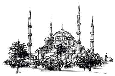 Ayasofya'nın, Istanbul. Elle çizilmiş illüstrasyon
