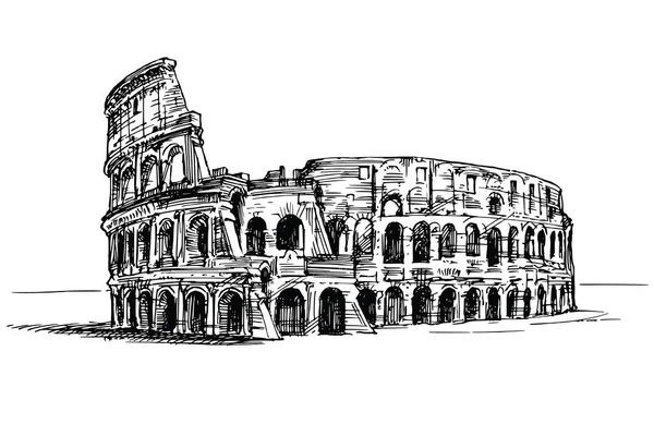 Kolezyum Roma Talya Elle Çizilmiş Illüstrasyon — Stok Vektör