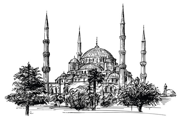 Hagia Sophia, Istanbul. Hand drawn illustration