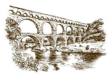 Pont du Gard, France. clipart