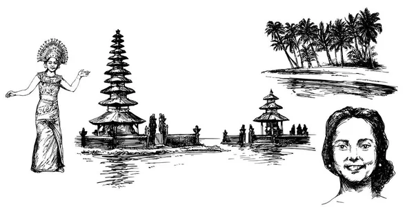 Bağ manzara panorama. Elle çizilmiş illüstrasyon.