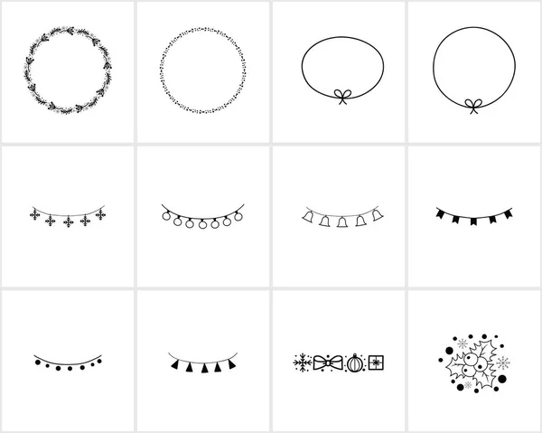 Шаблон Приветствия Скрапбукинг Поздравления Приглашения Декоративные Рамки Венки Рождественские Гирлянды — стоковый вектор