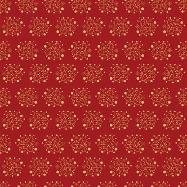 Holly berry ile desen bırakır. El çekilmiş mutlu Noeller ve mutlu yeni yıl doodle seamless modeli. Altın ve kırmızı şenlikli kış seamless modeli. 