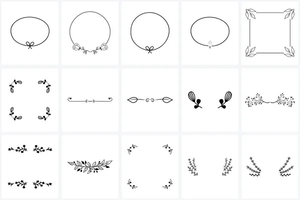Ręcznie Rysowane Wieńce Ramki Pakiet Logo Tworzenie Kartki Okolicznościowe Zaproszenia Ilustracje Stockowe bez tantiem
