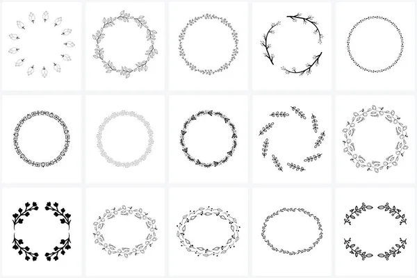 Ręcznie Rysowane Wieńce Ramki Pakiet Logo Tworzenie Kartki Okolicznościowe Zaproszenia Wektory Stockowe bez tantiem