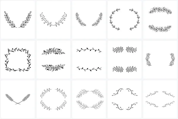 Ręcznie Rysowane Wieńce Ramki Pakiet Logo Tworzenie Kartki Okolicznościowe Zaproszenia Ilustracja Stockowa