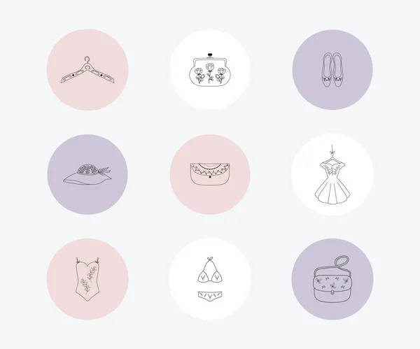 Instagram hikayeler kapakları vurgulamaktadır. Instagram simgeler vurgulamaktadır. Sosyal ağ vurgulamak hikayeler simgeler. İş ikonları/simgeleri. Sosyal medya. Vektör 