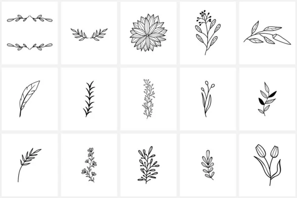 Fleurs dessinées à la main éléments de logo et icônes Illustrations De Stock Libres De Droits