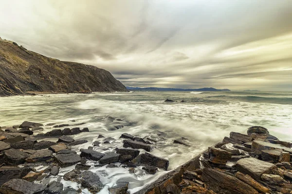 Pôr Sol Praia Barrika — Fotografia de Stock