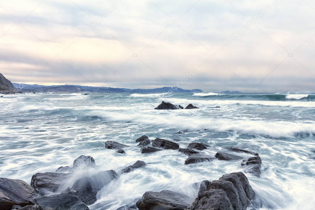 sunset at the beach of barrika