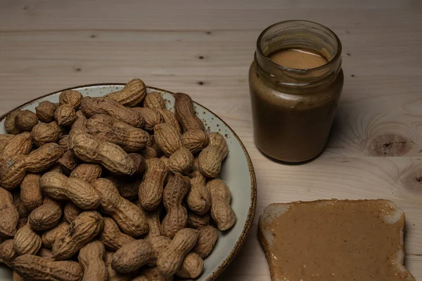 Beurre Arachide Arachide Dans Une Table — Photo