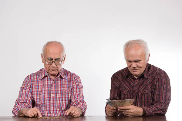 Deux Hommes Âgés Avec Argent Euros — Photo