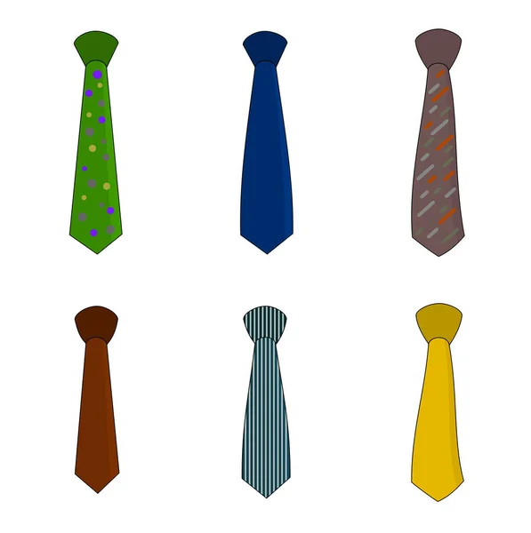 Beautiful Fashion Neckties Icon Set White Background — Stock Vector