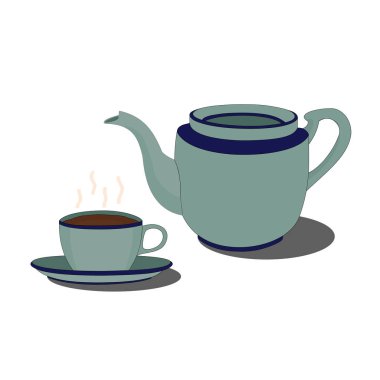 Seramik kahve pot sofra simgesi beyaz arka plan üzerinde