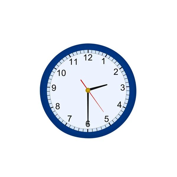 Blaue Uhr Bürowerkzeug Symbol Auf Weißem Hintergrund — Stockvektor