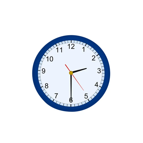 Horloge Bleue Icône Outil Bureau Sur Fond Blanc — Image vectorielle